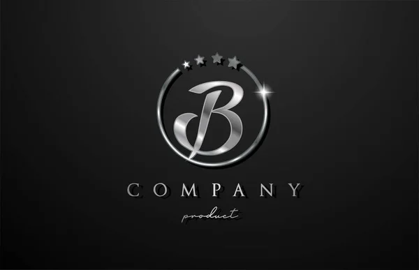 Logo Huruf Abjad Logam Perak Untuk Perusahaan Dan Perusahaan Metallic - Stok Vektor