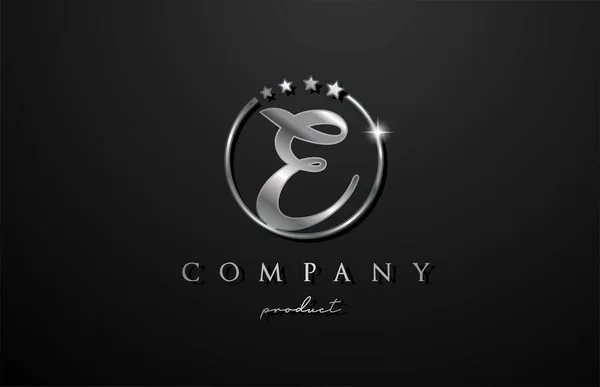 Silver Metal Alphabet Letter Logo Company Corporate Металлическая Звезда Кругом — стоковый вектор