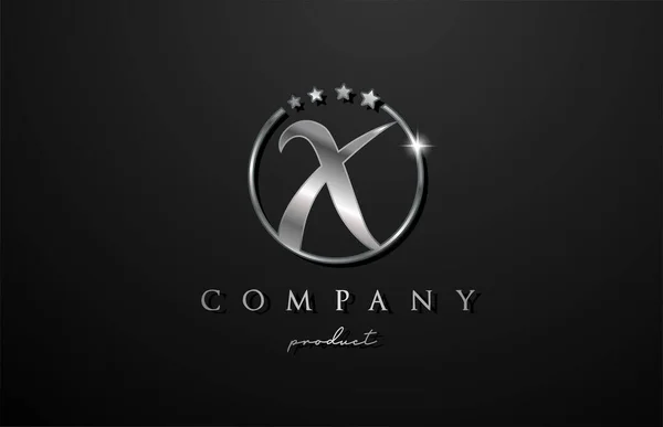 Prata Alfabeto Metálico Letra Logotipo Para Empresa Corporativa Projeto Estrela —  Vetores de Stock