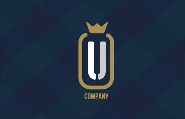 Короля Короны Алфавит Буква Логотип Компании Корпорации Сине Белый Дизайн — стоковый вектор