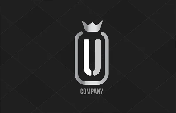 Серебряная Корона Алфавит Буква Логотип Компании Корпорации Серый Цвет Роскошный — стоковый вектор