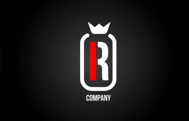 Şirket için R alfabesi harfi logosu ve şirket siyah ve beyaz renklerde. Kral tacıyla birlikte yaratıcı ikon tasarımı. Logoti ya da damgalama için kullanılabilir.