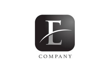 Şirket ve şirket için E siyah beyaz harf logosu. Yuvarlak kare dizaynlı. Uygulama ya da düğme simgesi olarak kullanılabilir
