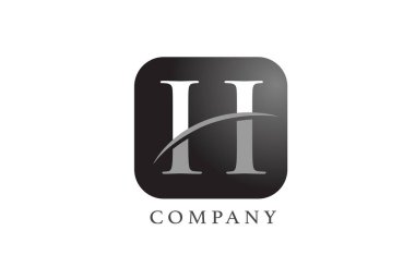 Şirket ve şirket için H siyah beyaz alfabe harfi logosu. Yuvarlak kare dizaynlı. Uygulama ya da düğme simgesi olarak kullanılabilir