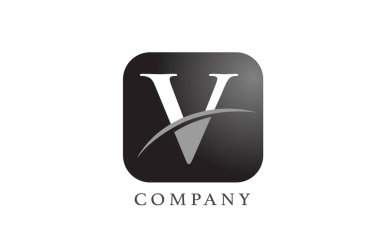 Şirket ve şirket için V-beyaz alfabe harfi logosu. Yuvarlak kare dizaynlı. Uygulama ya da düğme simgesi olarak kullanılabilir