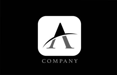 Şirket ve şirket için siyah beyaz alfabe harfi logosu. Basit yuvarlak kare dizaynlı. Uygulama ya da düğme simgesi olarak kullanılabilir