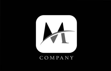 Şirket ve şirket için siyah-beyaz M alfabe harfi logosu. Basit yuvarlak kare dizaynlı. Uygulama ya da düğme simgesi olarak kullanılabilir