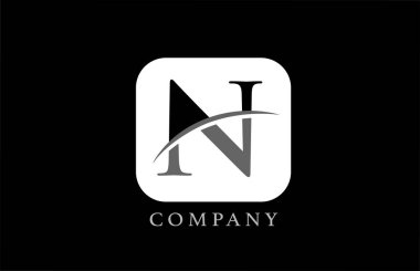 Şirket ve şirket için siyah-beyaz alfabe harfi logosu. Basit yuvarlak kare dizaynlı. Uygulama ya da düğme simgesi olarak kullanılabilir