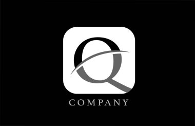 Şirket ve şirket için siyah-beyaz alfabe harfi logosu. Basit yuvarlak kare dizaynlı. Uygulama ya da düğme simgesi olarak kullanılabilir