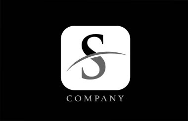 Şirket ve şirket için siyah-beyaz S alfabe harfi logosu. Basit yuvarlak kare dizaynlı. Uygulama ya da düğme simgesi olarak kullanılabilir
