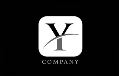 Şirket ve şirket için siyah-beyaz alfabe harfi logosu. Basit yuvarlak kare dizaynlı. Uygulama ya da düğme simgesi olarak kullanılabilir