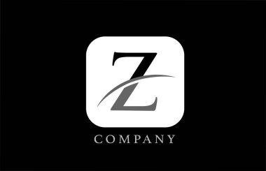 Şirket ve şirket için siyah-beyaz Z alfabe harfi logosu. Basit yuvarlak kare dizaynlı. Uygulama ya da düğme simgesi olarak kullanılabilir