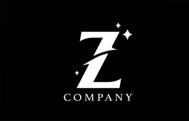 Markalaşma ve iş için Z alfabesi harfi logosu. Siyah ve beyaz renkli basit, yaratıcı yıldız tasarımı. Lüks bir şirket veya simge harfleri için kullanılabilir.