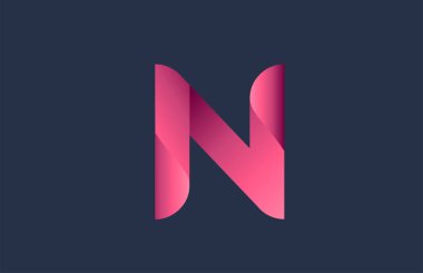 Markalaşma ve iş için N pembe alfabe harfi logosu. Simge harflerinde yaratıcı kullanım için gradyan tasarımı