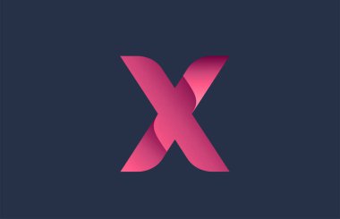 Markalaşma ve iş için X pembe alfabe harfi logosu. Simge harflerinde yaratıcı kullanım için gradyan tasarımı