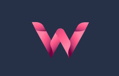 Markalaşma ve iş için W mavi alfabe logosu. Simge harflerinde yaratıcı kullanım için gradyan tasarımı