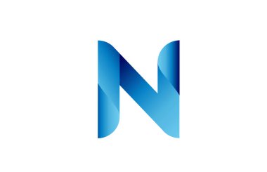 Markalaşma ve iş için N yaratıcı mavi gradyan harf logosu. Harfler ve kurumsal kimlik tasarımı. Profesyonel simge şablonu