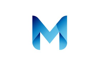 Markalaşma ve iş dünyası için M yaratıcı mavi gradyan alfabe logosu. Harfler ve kurumsal kimlik tasarımı. Profesyonel simge şablonu