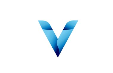 Markalaşma ve iş için V yaratıcı mavi gradyan alfabe logosu. Harfler ve kurumsal kimlik tasarımı. Profesyonel simge şablonu