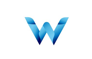 Markalaşma ve işletme için W yaratıcı mavi gradyan alfabe logosu. Harfler ve kurumsal kimlik tasarımı. Profesyonel simge şablonu