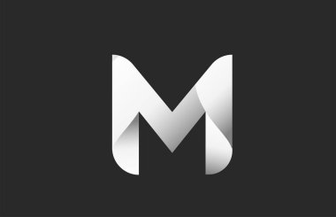 Marka ve iş için M siyah ve beyaz alfabe harfi logosu. Harfler ve kurumsal kimlik tasarımı. Yaratıcı simge şablonu