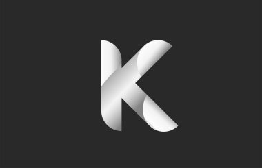 K siyah ve beyaz alfabe harfi logosu markalaşma ve iş için. Harfler ve kurumsal kimlik tasarımı. Yaratıcı simge şablonu