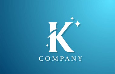 K mavi beyaz gradyan alfabe harfi logosu. Harfler ve kurumsal kimlik için marka tasarımı. Yaratıcı simge şablonu