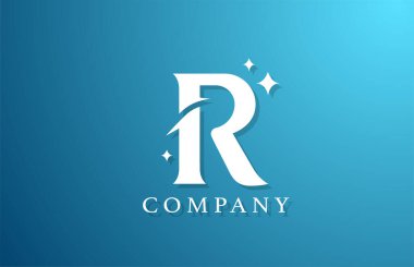 R mavi beyaz gradyan alfabe harf logosu iş için. Harfler ve kurumsal kimlik için marka tasarımı. Yaratıcı simge şablonu