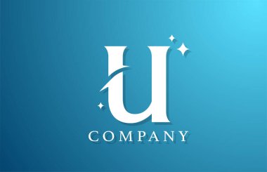 İş için U mavi gradyan alfabe harfi logosu. Harfler ve kurumsal kimlik için marka tasarımı. Yaratıcı simge şablonu