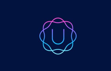 Mavi ve pembe renkli şirketler için güzel bir baş harfli alfabe logosu. Şirket kimliği için damgalama. İş simgesi için yaratıcı harf tasarımı