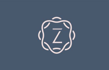 Z monogramı, şirket ve iş yeri için mavi ve beyaz renkli çiçek harfi logosu. Şirket kimliği için damgalama. Tasarım için yaratıcı harf simgesi