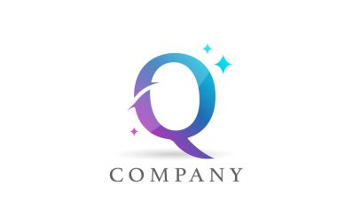 İş ve şirket için Q mavi pembe gradyan alfabe harfi logosu. Yaratıcı harfler ve kurumsal kimlik. Markalaşma tasarımı