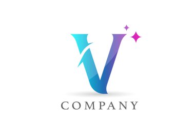 İş ve şirket için V mavi pembe gradyan alfabe harfi logosu. Yaratıcı harfler ve kurumsal kimlik. Markalaşma tasarımı