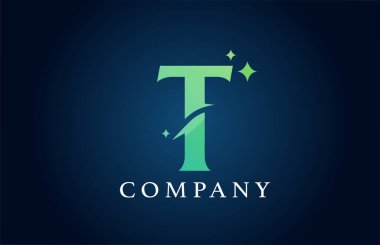 İş için T mavi gradyan alfabe harfi logosu. Yaratıcı kurumsal kimlik ve harfler. Yıldızlı markalaşma tasarımı