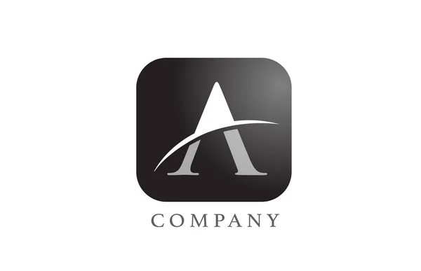 Black White Alphabet Letter Logo Company Corporate Rounded Square Design — Stock Vector