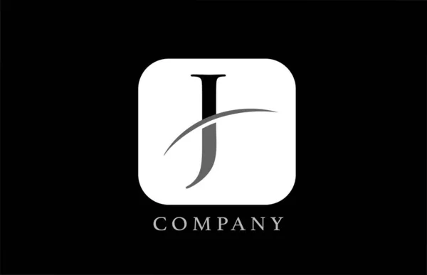 Czarno Białe Logo Litery Alfabetu Dla Firmy Firmy Prosta Zaokrąglona — Wektor stockowy