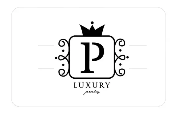 黒と白のPシンプルなモノグラムアルファベット文字のロゴ 高級ビジネスや企業のための王冠と創造的なアイコンのデザイン — ストックベクタ