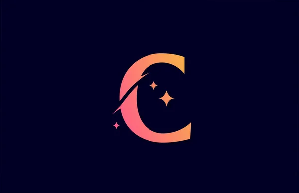 Roze Geel Gradiënt Alfabet Letter Logo Voor Bedrijf Met Sterren — Stockvector