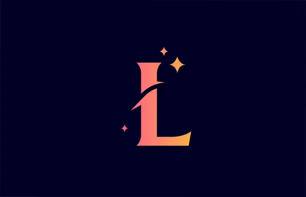 Rosa Gul Lutning Alfabetet Bokstav Logotyp För Företag Med Stjärnor — Stock vektor