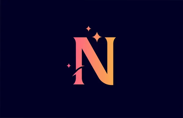 星付きの会社のNピンクイエローグラデーションアルファベットの文字のロゴ 文字やアイデンティティのためのブランディング ビジネスアイコンのためのクリエイティブテンプレートデザイン — ストックベクタ