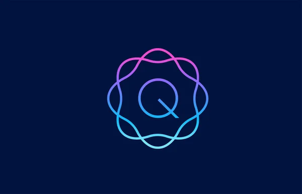 青とピンクの会社のためのQ美しいモノグラムの花のアルファベット文字のロゴ 企業アイデンティティのブランディング ビジネスアイコンのための創造的なレタリングデザイン — ストックベクタ