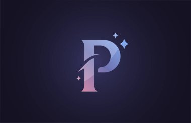 P güzel alfabe harf logosu iş ve şirket için gradyan mavi pembe. Yaratıcı harfler ve kurumsal kimlik. Marka simgesi tasarımı