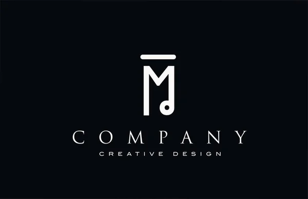 M字母表标识图标 字母和企业身份的黑白设计 具有老式抽象风格的专业典雅模板 — 图库矢量图片