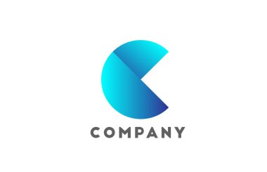 İş ve şirket için mavi renkli C geometrik alfabe harfi logosu. Fütürist tasarım ve gradyan ile kurumsal işleme ve harfler
