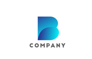 B geometrik alfabe harfi logosu, iş ve şirket için mavi renkli. Fütürist tasarım ve gradyan ile kurumsal işleme ve harfler