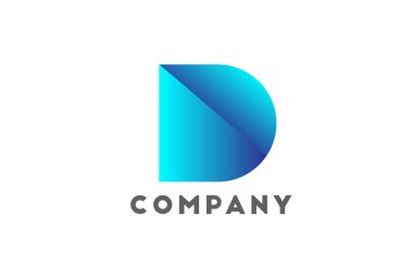 D geometrik harf logosu mavi renkli iş ve şirket için. Fütürist tasarım ve gradyan ile kurumsal işleme ve harfler