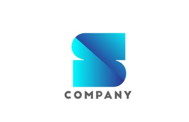 S geometrik alfabe harfi logosu, iş ve şirket için mavi renkli. Fütürist tasarım ve gradyan ile kurumsal işleme ve harfler