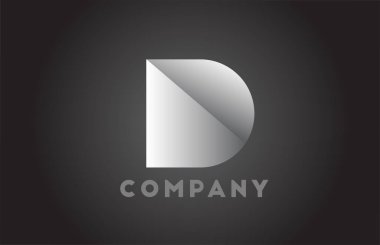 iş için siyah ve beyaz D geometrik harf logosu. Fütüristik tasarımı ve şirket gradyanı olan kurumsal yazılar.