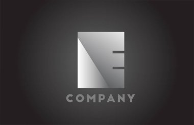 iş için siyah beyaz E geometrik alfabe harfi logosu. Fütüristik tasarımı ve şirket gradyanı olan kurumsal yazılar.