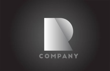 iş için siyah ve beyaz R geometrik alfabe harfi logosu. Fütüristik tasarımı ve şirket gradyanı olan kurumsal yazılar.